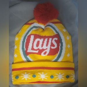 Lays Toque Beanie Hat Pompom Vintage Retro Unisex Fun Collectible